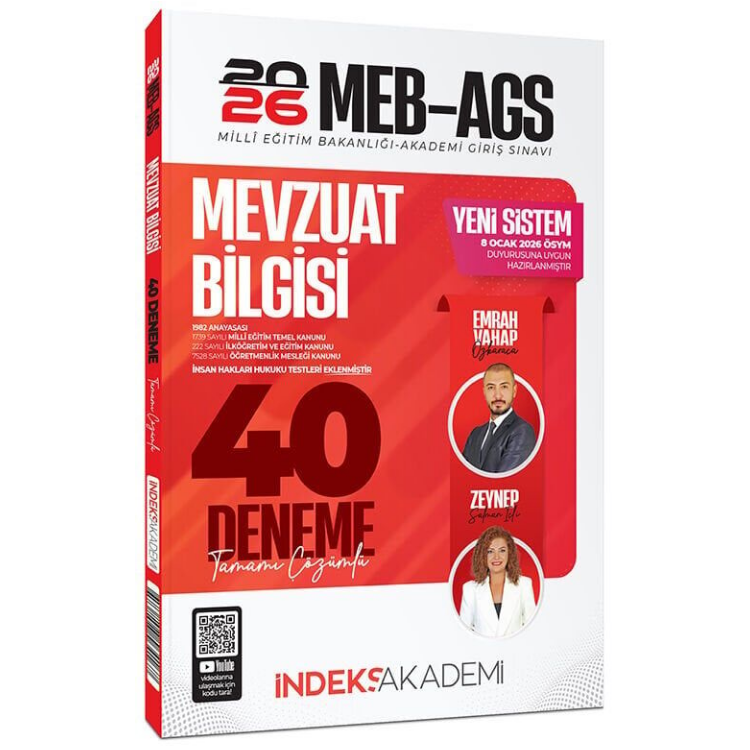 2026 MEB-AGS Mevzuat Bilgisi 40 Deneme Çözümlü - Emrah Vahap Özkaraca, Zeynep Salman İçli İndeks Akademi Yayıncılık