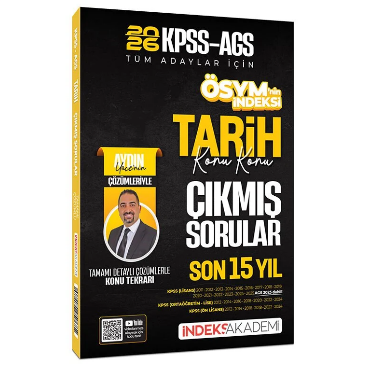 2026 KPSS MEB-AGS Tarih ÖSYM nin İndeksi Çıkmış Sorular Son 15 Yıl Konu Konu Çözümlü - Aydın Yüce İndeks Akademi Yayıncılık
