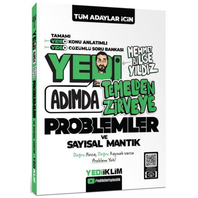 KPSS-ALES-DGS YediAdımda Temelden Zirveye Problemler ve Sayısal Mantık Video Konu Anlatımlı Video Çözümlü Soru Bankası Yediiklim Yayınları