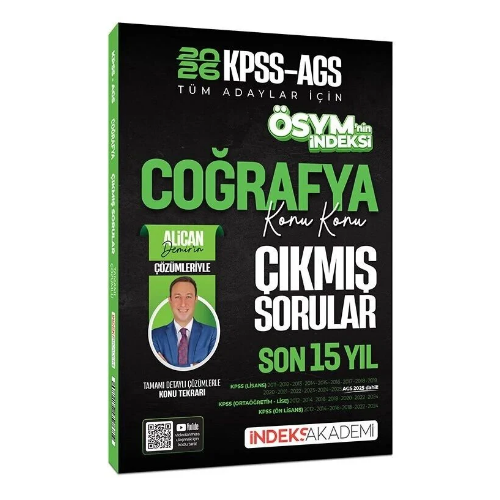 2026 KPSS MEB-AGS Coğrafya ÖSYM nin İndeksi Çıkmış Sorular Son 15 Yıl Konu Konu Çözümlü - Alican Demir İndeks Akademi Yayıncılık