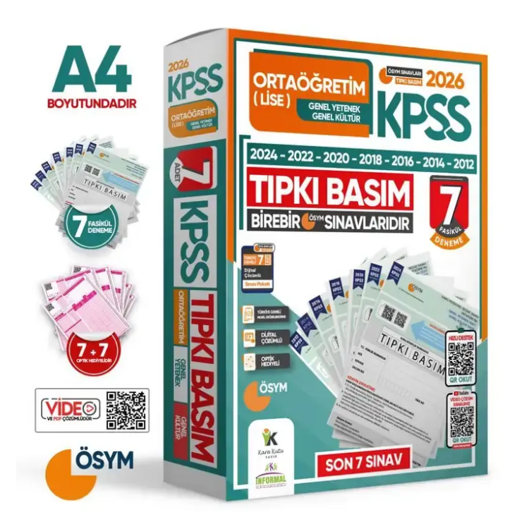 2026 KPSS ORTAÖĞRETİM-LİSE ÖSYM Çıkmış Soru Tıpkı Basım 7li Deneme Paketi TG Dijital Çözümlü-İnformal Yayınları