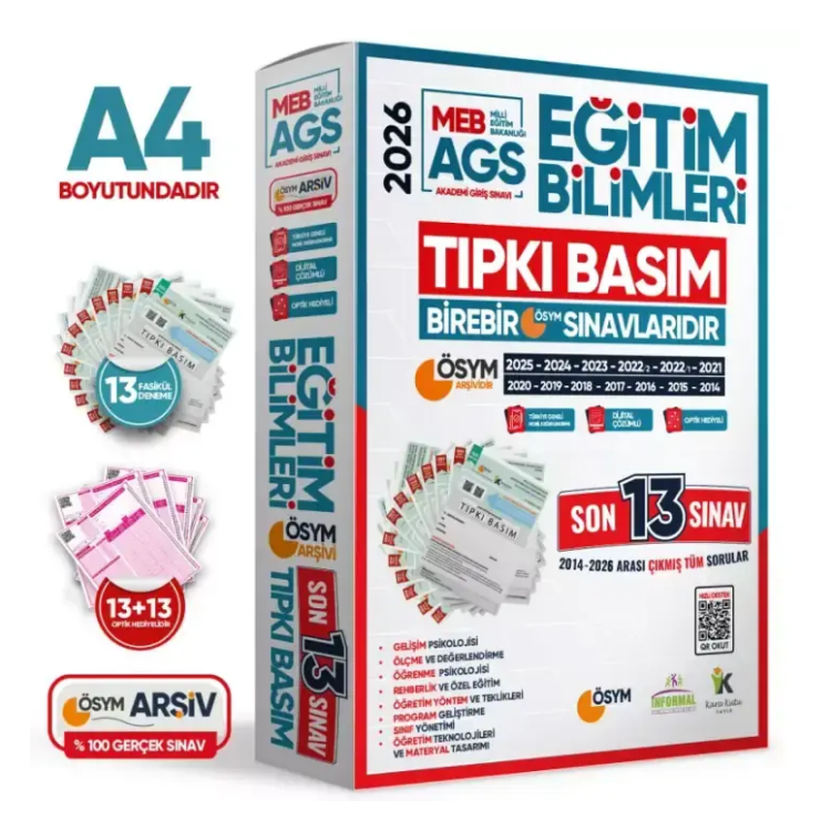 2026 MEB AGS EĞİTİM BİLİMLERİ ÖSYM Çıkmış Soru Tıpkı Basım Kitapçıkları 13lü Deneme Paketi- İnformal Yayınları