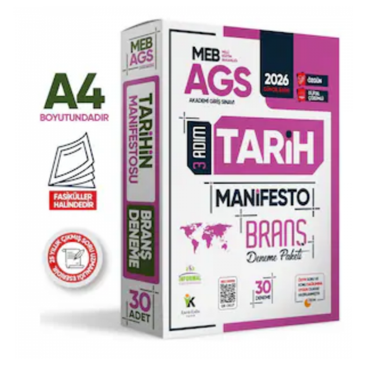 2026 MEB-AGS Tarih Manifesto Branş Deneme PAKETİ 30lu (30x10) Fasikül SETİ Özgün Dijital Çözümlü-İnformal Yayınları