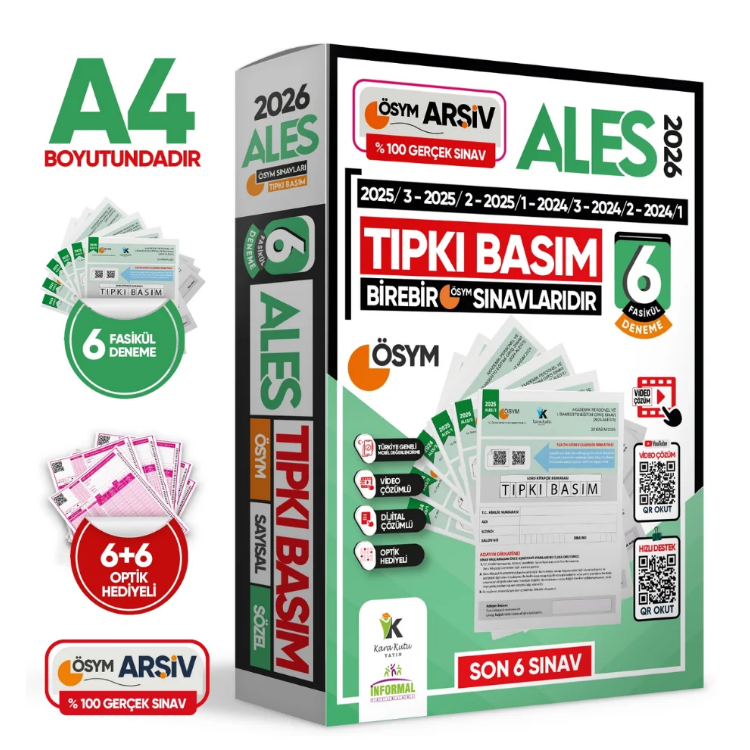 2026 ALES ÖSYM Tıpkı Basım Çıkmış Soru 6lı Deneme Paketi Video ve Dijital Çözümlü Türkiye Geneli-İnformal Yayınları