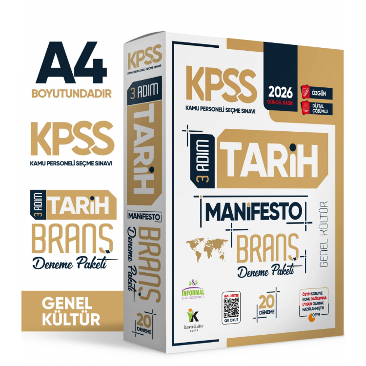 2026 KPSS Genel Kültür 3 Adım Tarih Manifesto 20li Dijital Çözümlü Branş Deneme Paketi-İnformal Yayınları