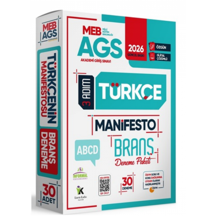 2026 MEB-AGS Türkçe 3 Adım Manifesto Branş Deneme Paketi 30lu Dijital Çözümlü (Sözel Mantık Dahil)-İnformal Yayınları