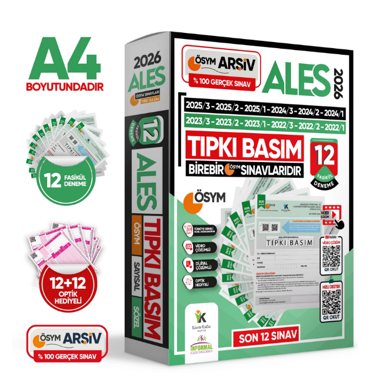 2026 ALES ÖSYM Tıpkı Basım Çıkmış Soru 12li Deneme Paketi Video ve Dijital Çözümlü Türkiye Geneli-İnformal Yayınları