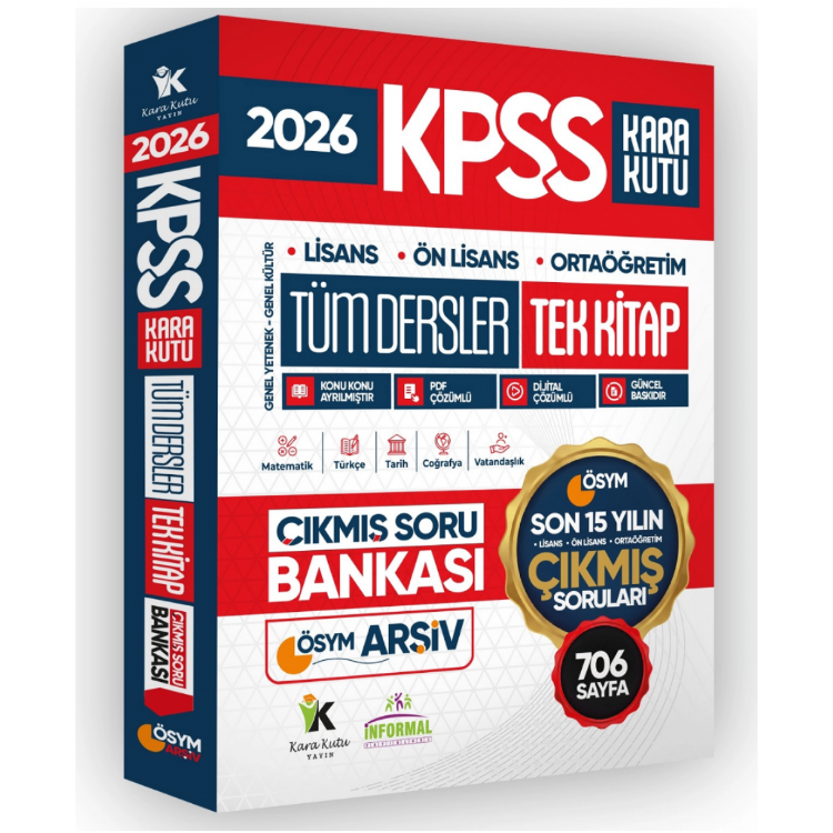 2026 KPSS LİSANS-ÖN LİSANS-ORTAÖĞRETİM ÖSYM Son 15 Yılın Soruları Tüm Dersler Tek Kitap Soru Bankası-İnformal Yayınları