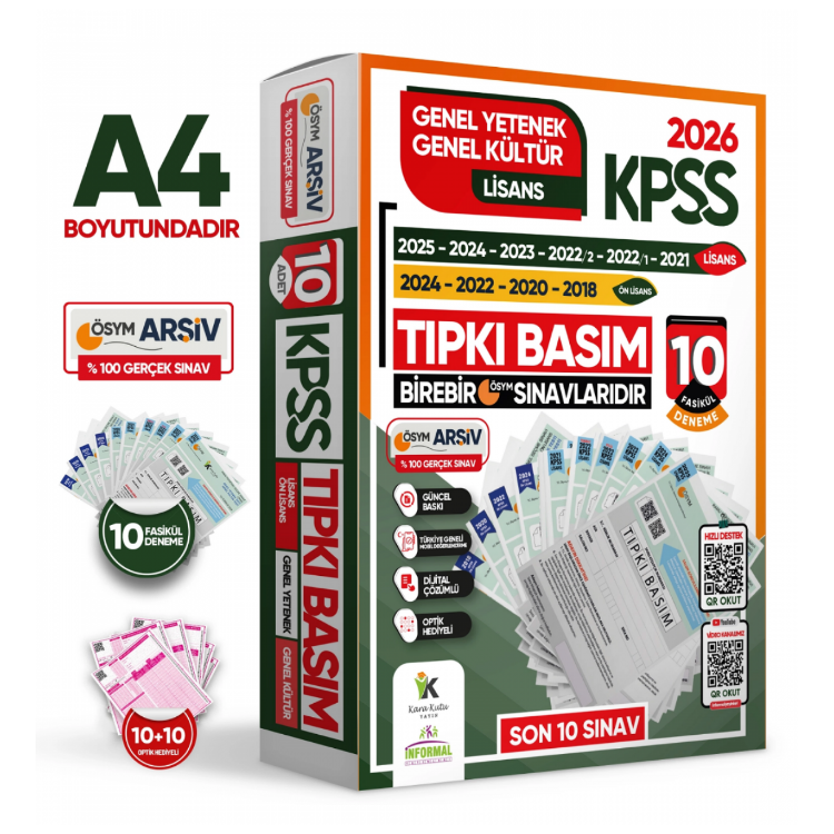 2026 KPSS Genel Yetenek-Genel Kültür Çıkmış Soru Tıpkı Basım 10lu Deneme Paketi TG Video/PDF Çözümlü-İnformal Yayınları