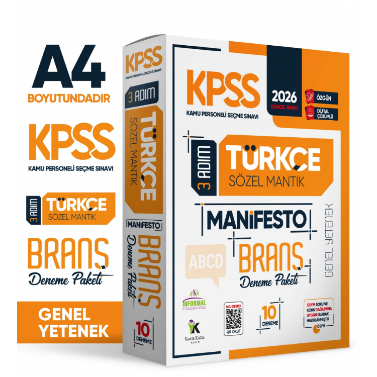 2026 KPSS Türkçe 3 Adım Manifesto Branş Deneme Paketi 10lu Dijital Çözümlü (Sözel Mantık Dahildir)-İnformal Yayınları