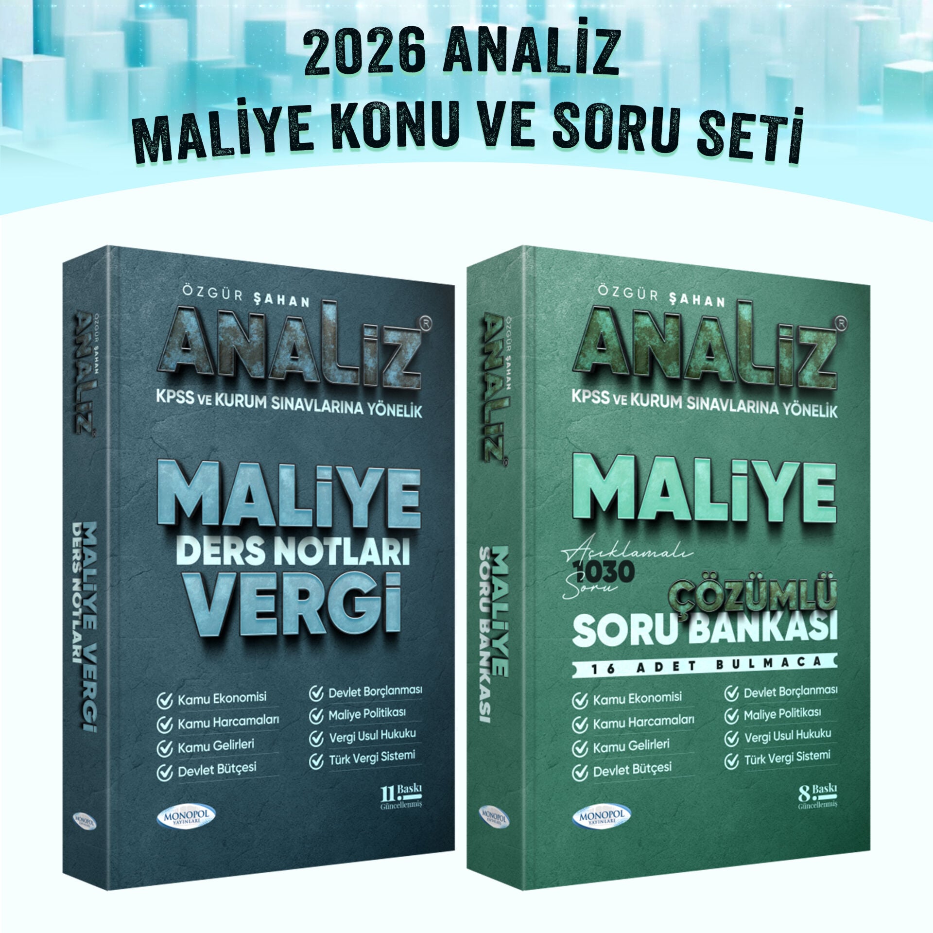 KPSS A Grubu Analiz Maliye Konu + Soru İkili Hazırlık Seti – Özgür Şahan Monopol Yayınları