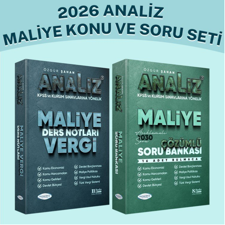 KPSS A Grubu Analiz Maliye Konu + Soru İkili Hazırlık Seti – Özgür Şahan Monopol Yayınları