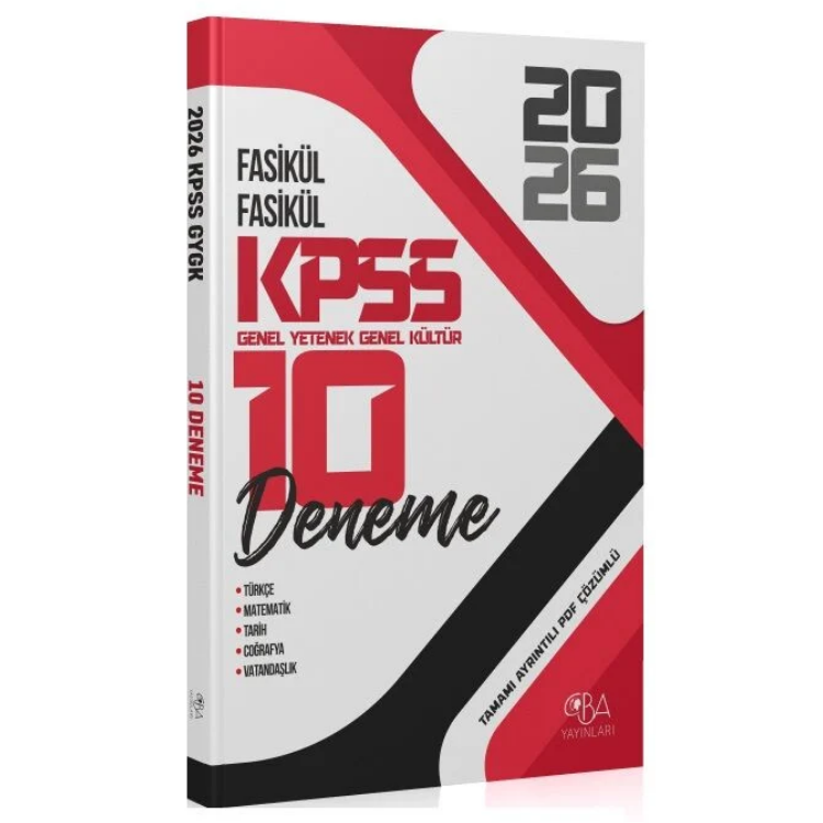 2026 KPSS Genel Yetenek Genel Kültür 10 Deneme Fasikül Çözümlü CBA Yayınları