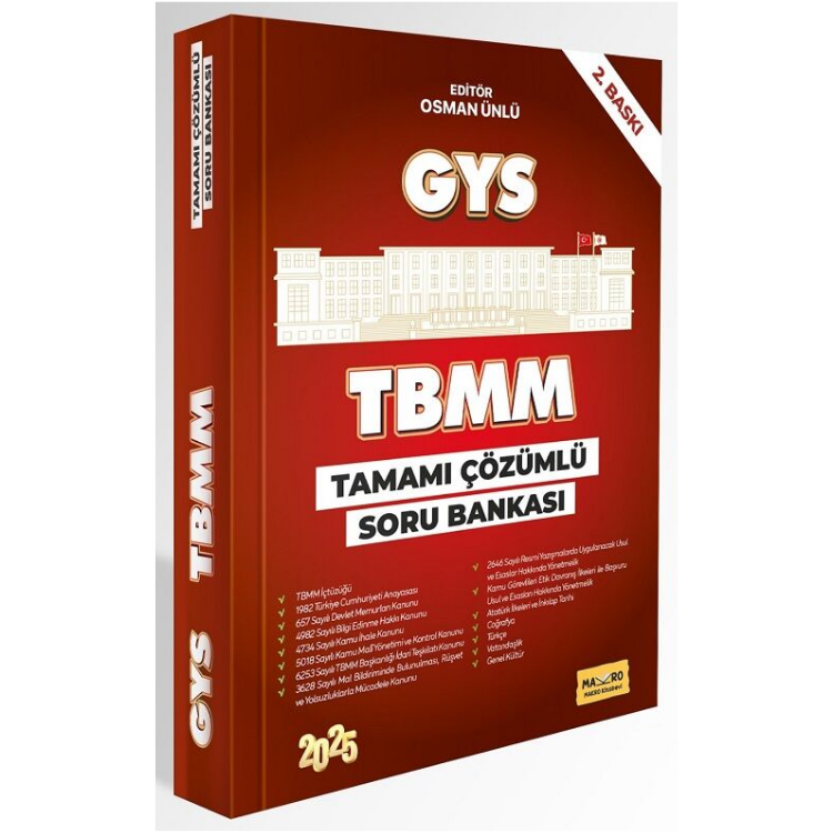 2025 GYS TBMM Türkiye Büyük Millet Meclisi Soru Bankası Çözümlü Görevde Yükselme Makro Kitabevi
