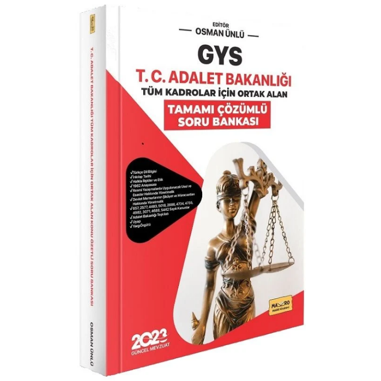2023 GYS Adalet Bakanlığı Ortak Konular Soru Bankası Çözümlü Görevde Yükselme Makro Kitabevi
