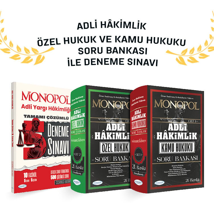 Adli Yargı Hâkimliği Özel Hukuk + Kamu Hukuku Soru Bankası Seti ve Çözümlü Deneme Sınavı Monopol Yayınları