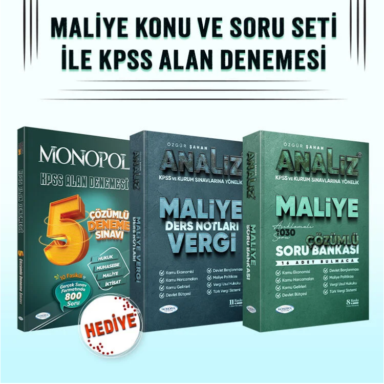 KPSS Alan Analiz Maliye Ders Notları - Soru Bankası ve 5'li Deneme Seti Monopol Yayınları