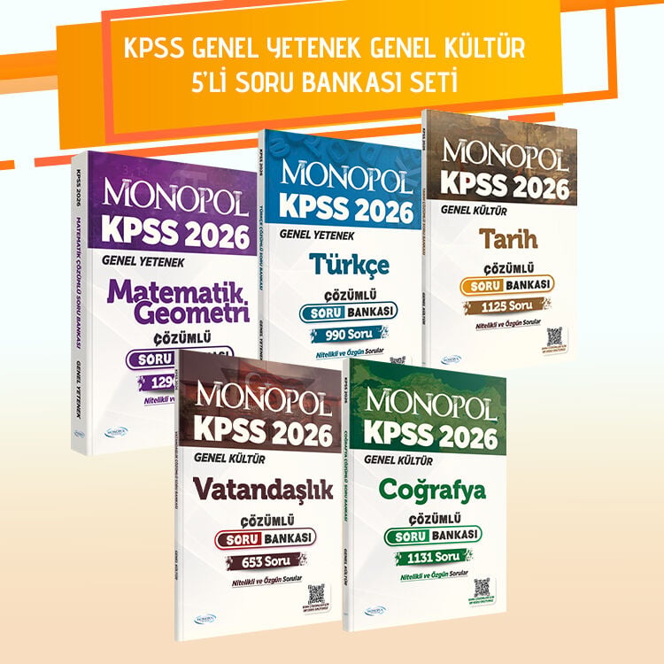 2026 KPSS Genel Yetenek Genel Kültür 5'li Soru Bankası Seti Monopol Yayınları