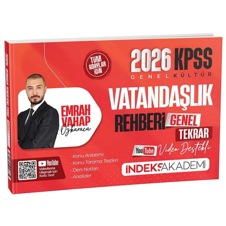 2026 KPSS Vatandaşlık Rehberi Video Destekli Genel Tekrar - Emrah Vahap Özkaraca İndeks Akademi Yayıncılık