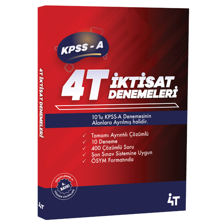 KPSS-A Tamamı Çözümlü 10'lu İktisat Denemeleri 6.Baskı- 4T Yayınları