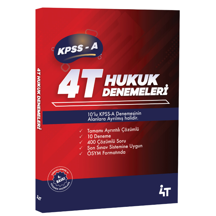 KPSS-A Tamamı Çözümlü 10'lu hukuk Denemeleri 6.Baskı- 4T Yayınları