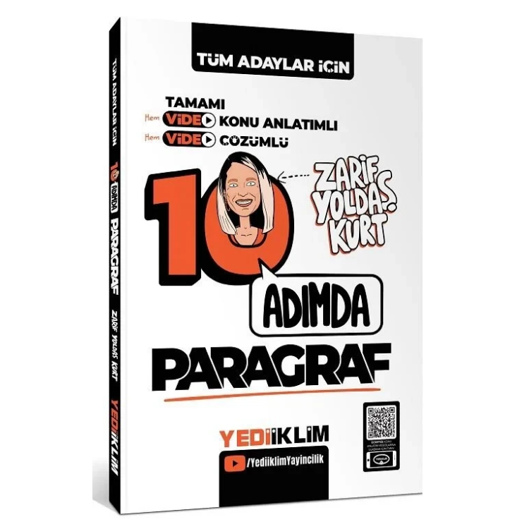 Tüm Adaylar İçin 10 Adımda Paragraf Video Konu Anlatımlı ve Video Çözümlü Soru Bankası Yediiklim Yayınları