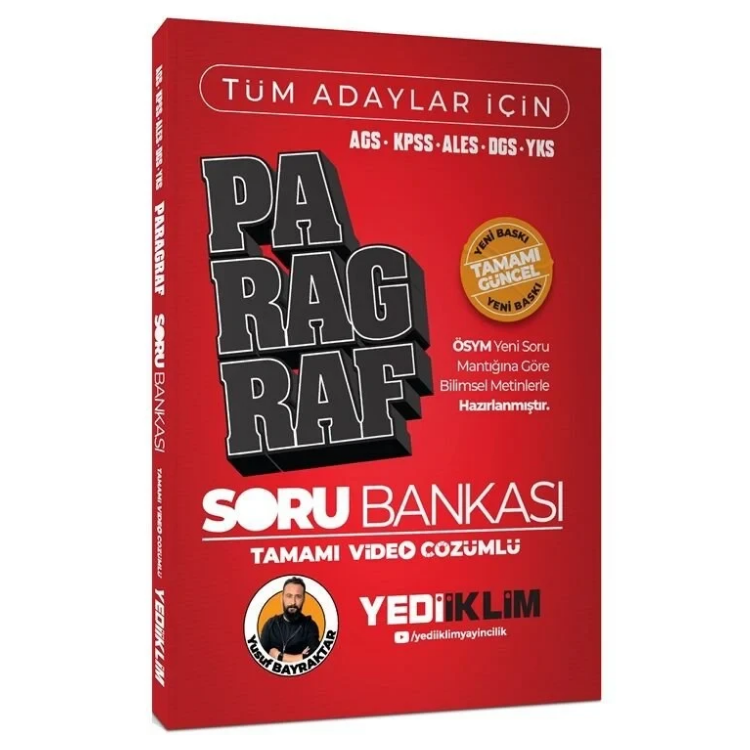 2026 Tüm Adaylar İçin KPSS -AGS - ALES - DGS - YKS Tamamı Video Çözümlü Paragraf Soru Bankası Yediiklim Yayınları