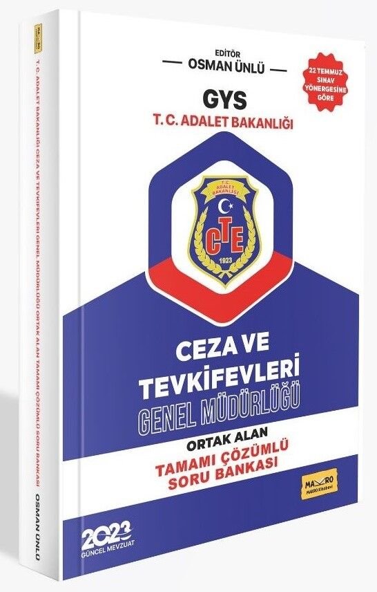 2023 T.C. Adalet Bakanlığı GYS Ceza ve Tevkifevleri Genel Müdürlüğü Ortak Alan Soru Bankası Makro Kitabevi