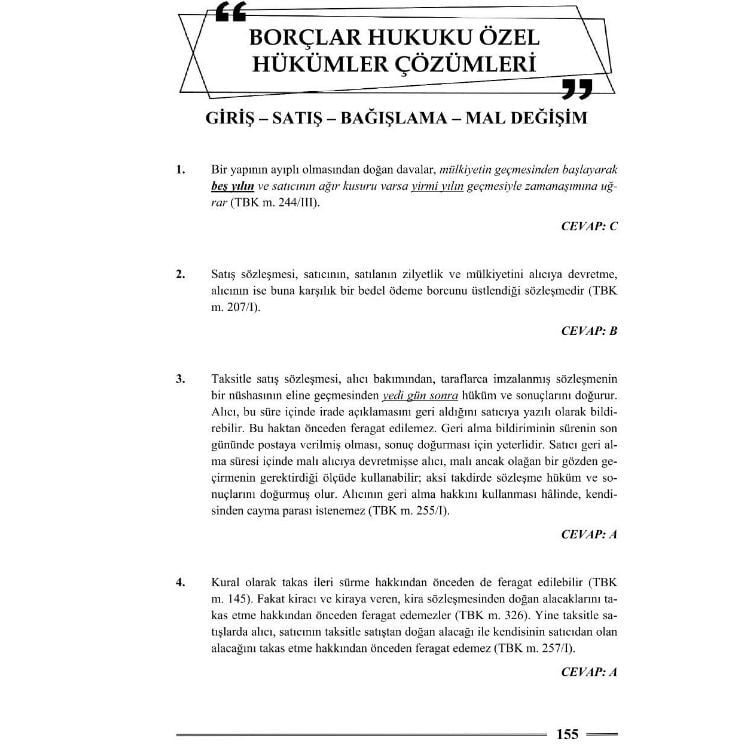 HMGS Borçlar Hukuku Genel – Özel Hükümler Soru Bankası 3. Baskı Monopol Yayınları