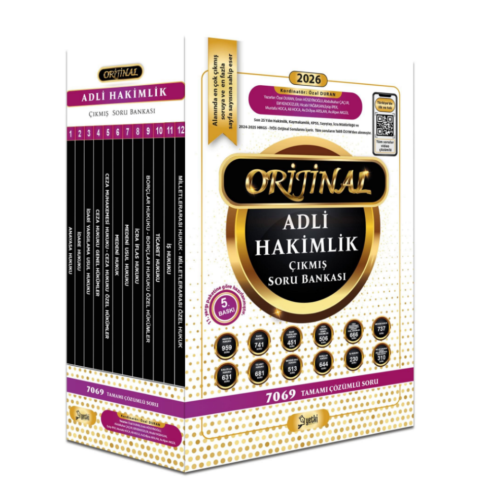 ORİJİNAL ADLİ HAKİMLİK ÇIKMIŞ SORU BANKASI SETİ 2026- Yetki Yayınları