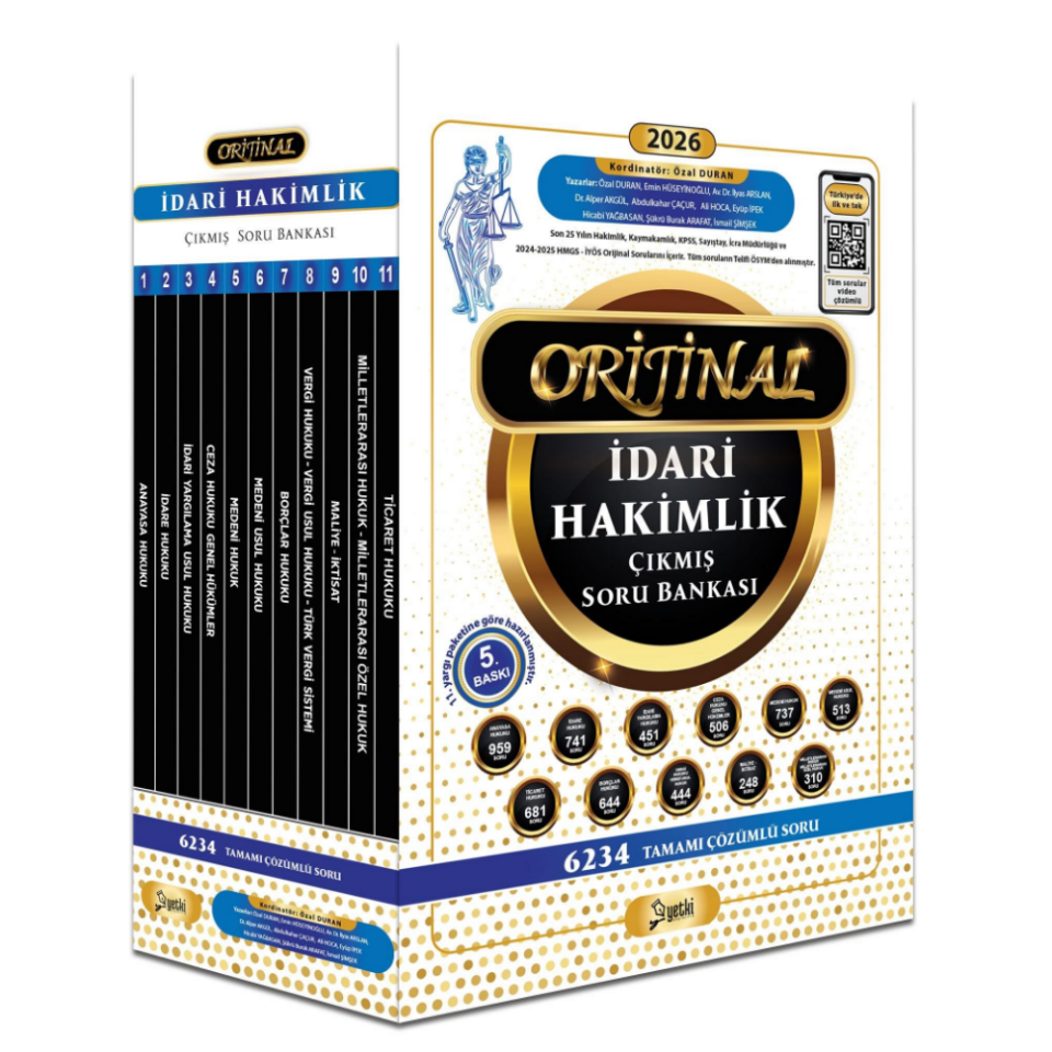 ORİJİNAL İDARİ HAKİMLİK ÇIKMIŞ SORU BANKASI SETİ 2026- Yetki Yayınları
